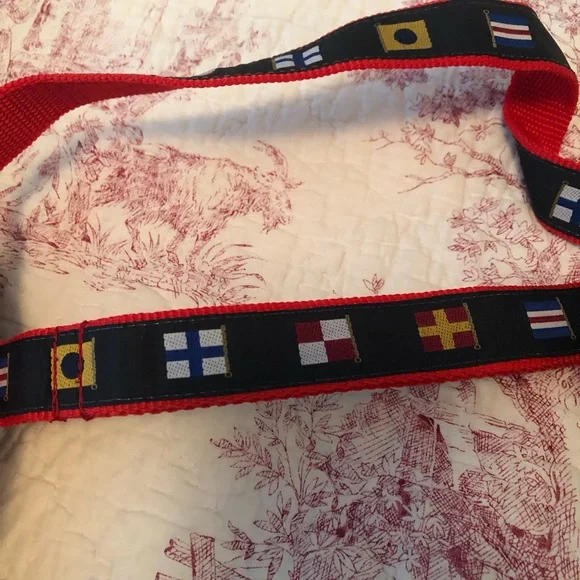 Red and Navy Blue Nautical Flag Dog Collar and Leash Set - Picture 2 of 5